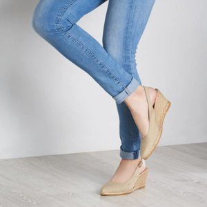 NEW Viscata Palomera Canvas Slingback Buckle Espadrille Wedges in Beige Sz. 10